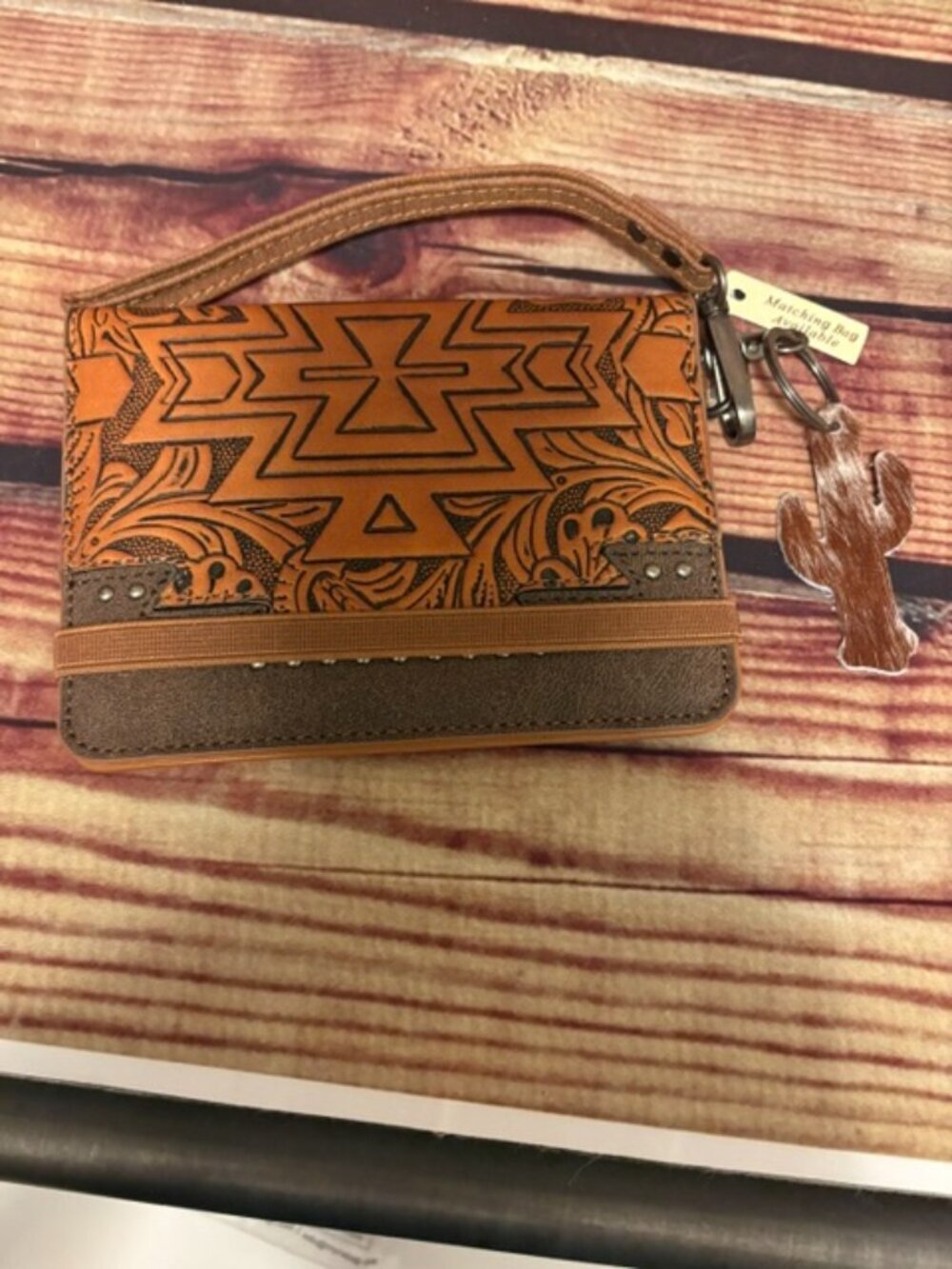 Montana West Tooled Aztec Brown Wallet Wristlet Western NWT